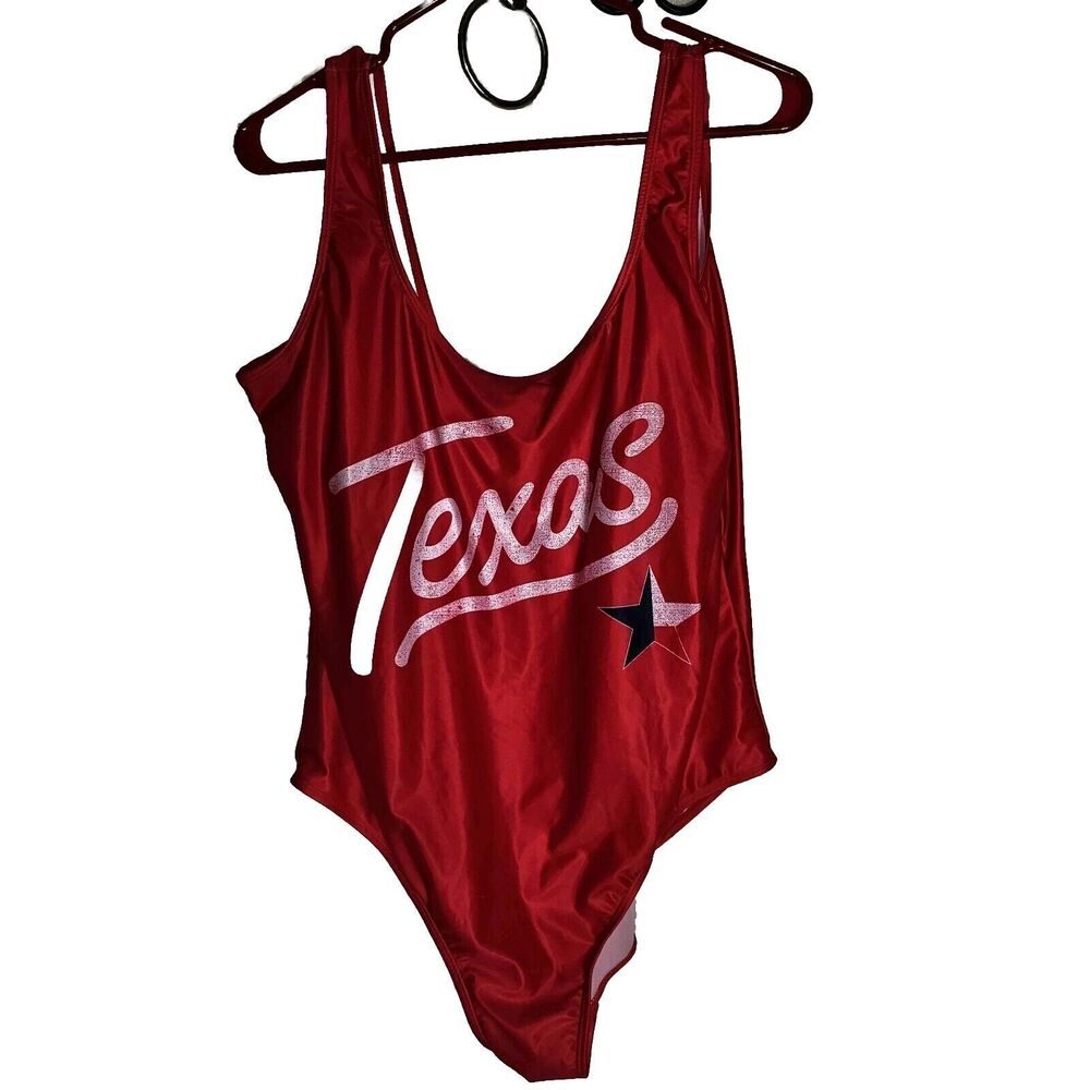 Red TEXAS Women's Bathing Suit Plus Size 2 XL One Piece Texas Logo NWOT TX Pride